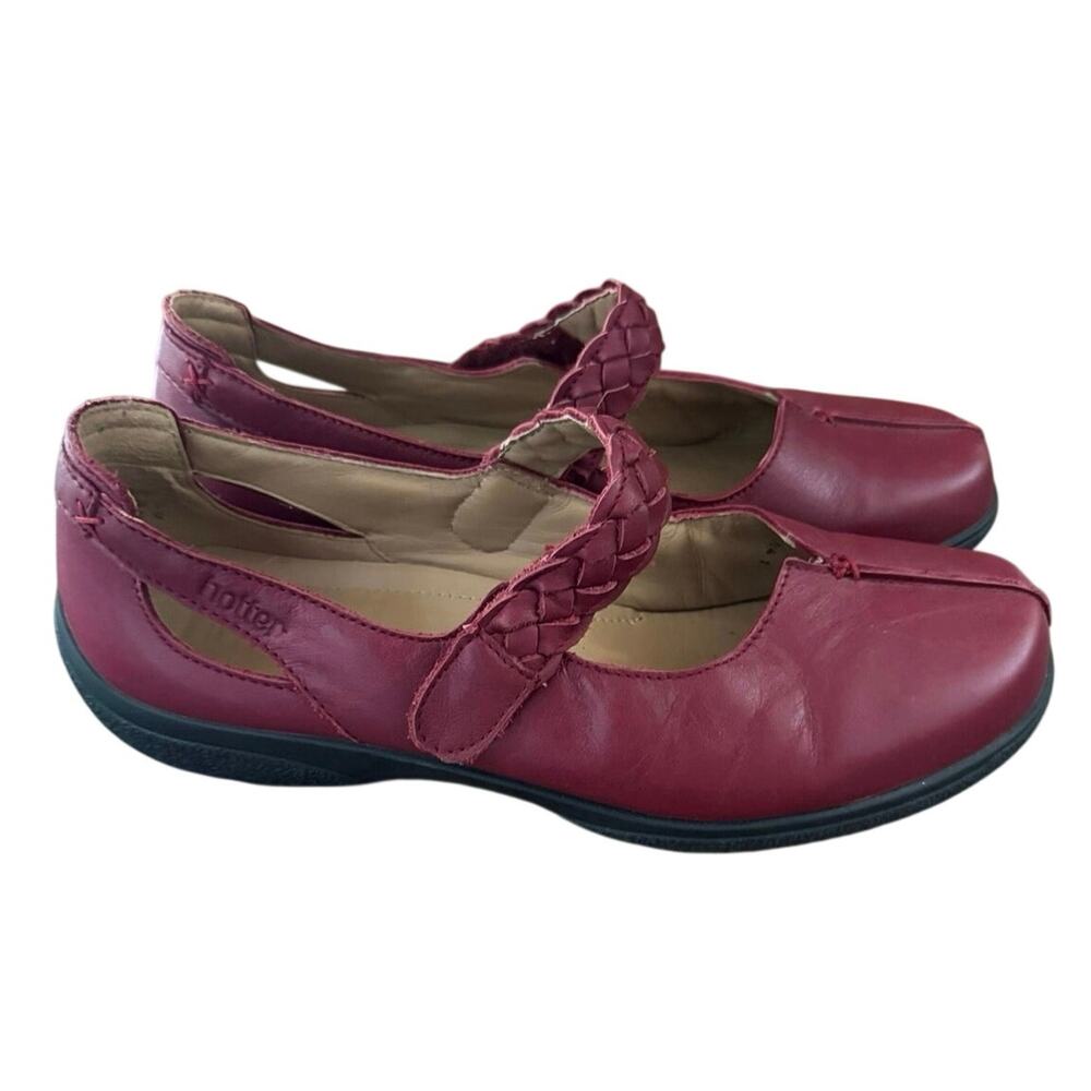 Hotter Shake Mary Jane Leather Shoes Red strap Comfort office work Women 10